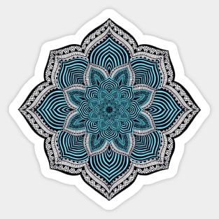 Teal and White Mandala Sticker